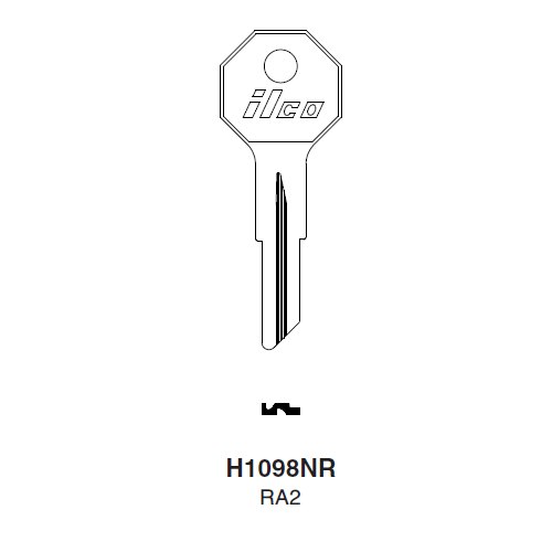 Ilco H1098NR uncut key blank for American Motors, Jeep, Renault