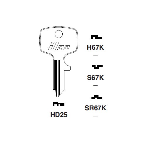 Ilco SR67K uncut key blank for Honda Motorcycles