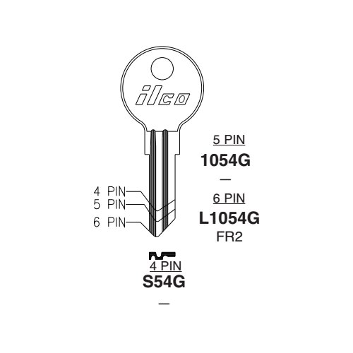 Ilco L1054G uncut key blank for Fort