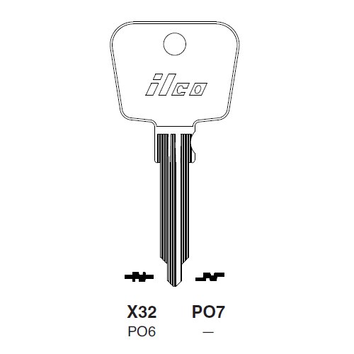 Ilco X32 uncut key blank for Porsche