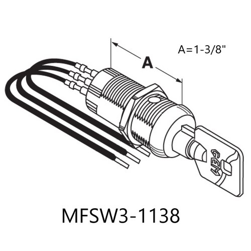 Fort MFSW3-1138 Tubular Switch Lock - Single Pole Double Throw Keyed Alike to 23279