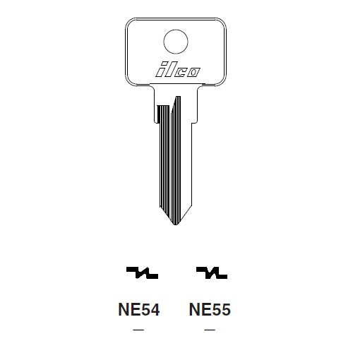 Ilco NE54 uncut key blank for Fiat