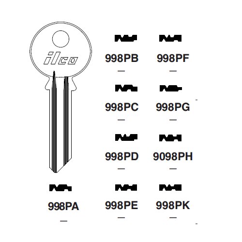 Ilco 998PA uncut key blank for Yale