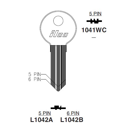 Ilco L1042A uncut key blank for Illinois