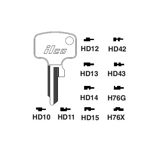 Ilco H67G uncut key blank for Honda Automobiles