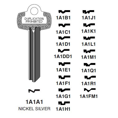 IL 1A1J1 uncut key blank
