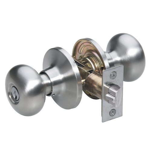 Entry Knob Biscuit, Satin Nickel, Keyed Entry KW1