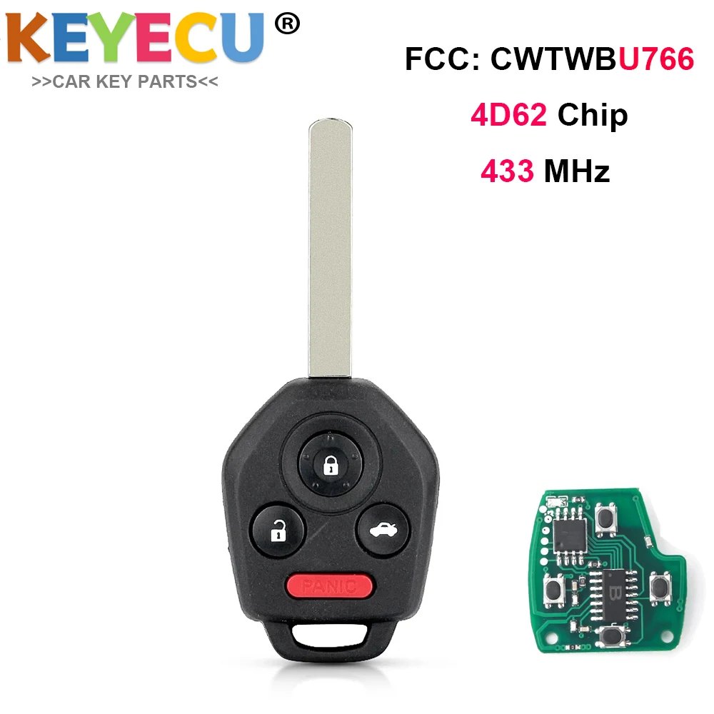 KEYECU For Subaru Legacy Outback 2010 2011 2012 2013 2014 433MHz Subaru 80bit 4D CHIP Remote Car Key Fob 57497-AJ00A CWTWBU766