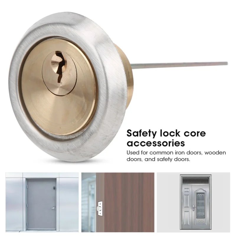 E9 Copper Security Lock Round Anti Theft Interior Door Mechanical Lock Cylinder For Iron Wooden Safety Doors With 3 Keys