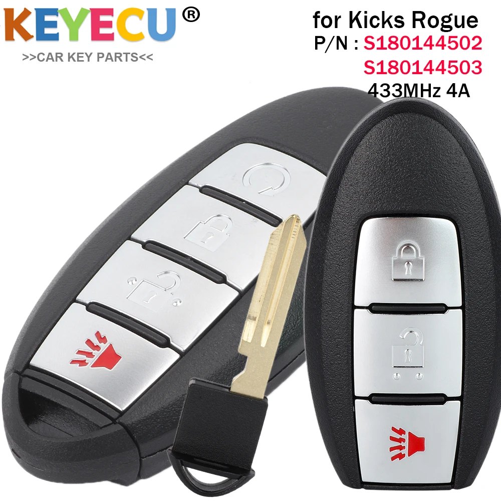 KEYECU S180144502 KR5TXN1 S180144503 KR5TXN3 433.92MHz 4A Smart Remote Key for Nissan Kicks Rogue 2018 2019 2020 2021 Rogue