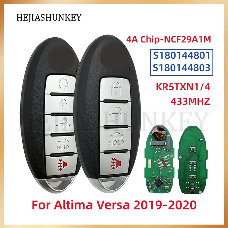 S180144801/S180144803 KR5TXN1/KR5TXN4 Smart Keyless Remote Key Fob 433MHz 4A NCF29A1M For Nissan Altima Sentra Versa 2019-2020