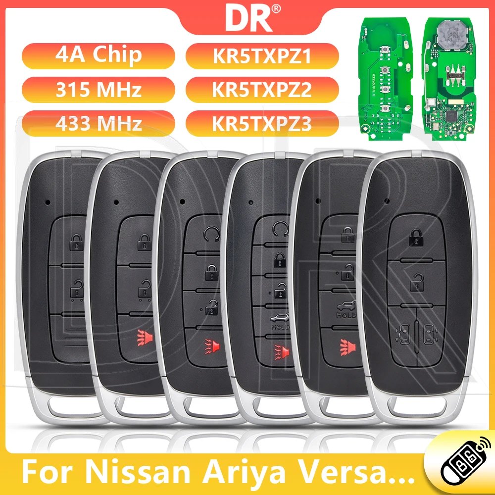 DR3 KR5TXPZ1/Z2/Z3 4A Chip 315MHz 433MHz Proximity Car Remote Key For Nissan Ariya Versa Pathfinder Ignis Rogue Kicks X-Trial